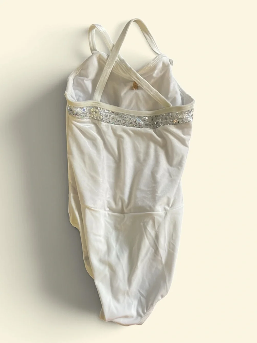 Weissman white leotard base with Sequin Trim